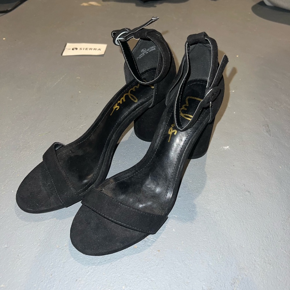 Lulu's Black Chunky Heel Sandals with Ankle Strap